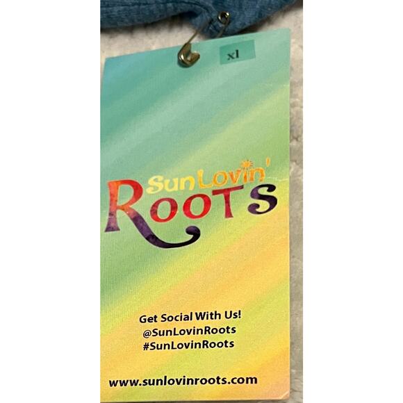 SUN LOVIN’ ROOTS ROUND NECK TANK TOP, MENS, XL, BLUE WTH YELLOW GRAPHICS-CASUAL - Picture 6 of 7